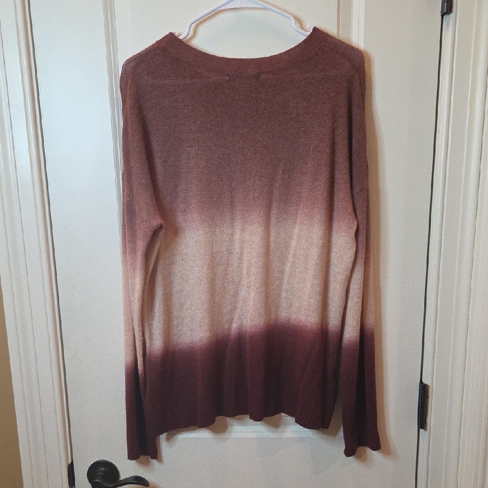 NWT Cashmere Fate Brown Crew Neck Wool Blend Sweater with Ombre Design in L - Picture 6 of 11